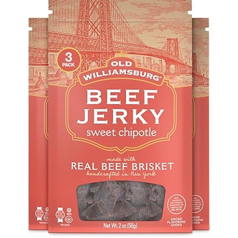 Old Williamsburg Sweet Chipotle Beef Jerky, 2oz (3 Pack) | Real Beef Brisket | Hand Crafted Jerky | Gluten Free Meat Snack | Protein Packed | Kosher Beef Jerky Cover