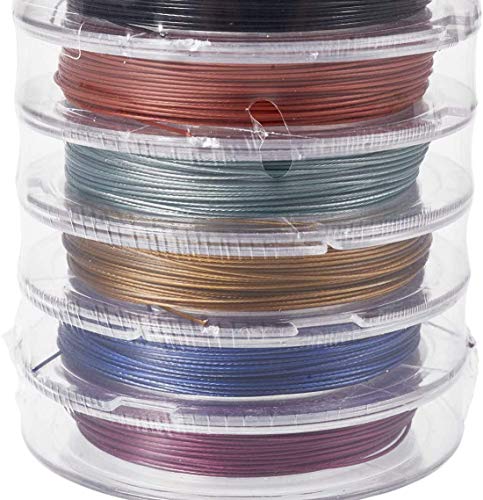 Image of DIY Crafts Rolls 0.38 mm Diameter 148-164 ft Tiger Tail Beading Wires Bright Bead Stringing Wires Stainless Steel Color (Two Pcs 2 Pcs-2 Roll, Silver Tiger Tail Rolls)
