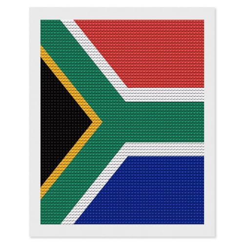 Kit de peinture diamant drapeau de l'Afrique du Sud 40x50 cm avec strass ronds 5D