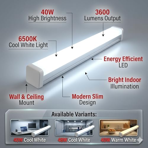 Image of LED Tube Light 4 Feet 40 Watt | LED Batten 4Ft Cool White 6500K | 4000 Lumens High Brightness | Energy-Efficient LED Tube Light for Home, Living Room, Bedroom, Office | (Warm White, 4FT, 40, Watts)