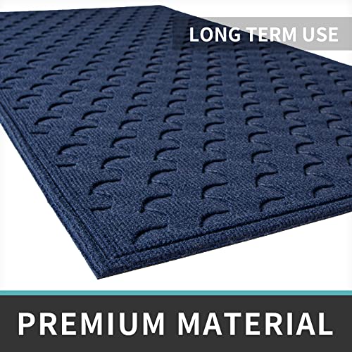 Dexi Rubber Door Mat Outdoor Doormat Heavy Duty Floor Rug, Waterproof Low-Profile Door Mat,17"X29", Navy Blue #TOP1
