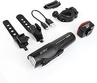 Vista 6 de Luces de Bicicleta BV, Super Brillantes con 5 Faros LED Delanteros y 3 Traseros, Luces de Bicicleta para Montar de Noche con Liberación Rápida, Set