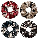 4 Pack Pet gifts Cat scrunchies for Girls Kids Hair Cute Hair Ties Accessories for Women Chiffion Cartoons Scrunchy Hair Bands
