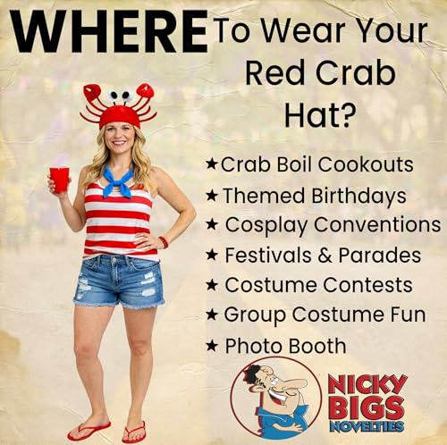 image for Nicky Bigs Novelties Plush Crab Headband with Crab Claws – Funny Hat