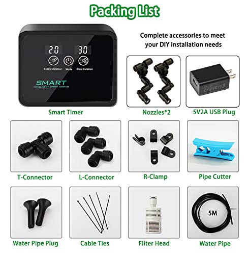 Reptile Humidifiers Smart Misting System, Reptile Mister Automatic With Timer, Terrariums Humidifier With 360°Adjustable Misting Nozzles, Spray Kit For Rainforest Plants Amphibian（Touch Version） #TOP4