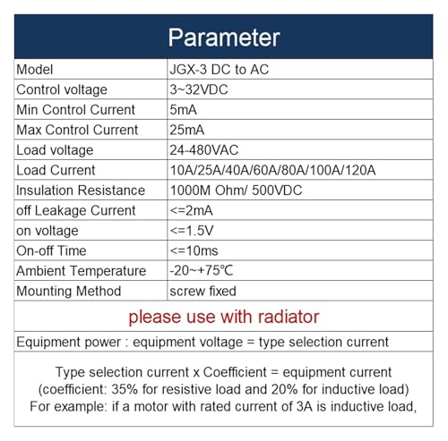 Relais à semi-conducteurs triphasé SSR-100DA 480VAC contacteur statique 380V