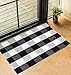 Wolala Home Black White Plaid Stripes Cotton Washable Rug Durable Livingroom Solid Floor Rug Simple Fashion Doormat Floor Mat Kitchen Area Rug (2'0x3'0)