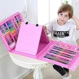 Nuestro hermoso conjunto de arte le brinda a un artista una amplia gama de materiales en un estuche portátil y compacto, el estuche es de plástico con asa de cierre rápido organizada y puede transportarse fácilmente, es adecuada para usar en el hogar, la escuela y la travesía.
