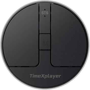 Stylish Mini Round Mouse with Pressure Sensing Reel, Ultra Portable Wireless Mouse Connectivity Wired, 2.4G and Dual Bluetooth, Rubber Case Included BT1/BT2-Black