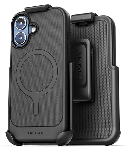 Encased Thin Armor for iPhone 17 Case with Belt Clip (Compatible with MagSafe) Slim Flexible TPU Cover with Rotating Holster (Matte Black)