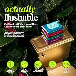 goodwipes Flushable Butt Wipes - Vitamin E & Aloe - Sewer & Septic Safe - Extra Large Adult Wet Wipes For Women & Men - Bathroom Essentials - Rosewater, 318 Count (6 Packs + 1 Travel)