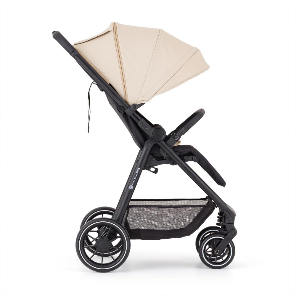 Petite&Mars NOX Passeggino fino a 22 kg, dalla nascita, posizione sdraiata quasi piatta, grande cappotto, schienale ventilato, ruote anteriori orientabili, pieghevole compatto (Sahara Beige)