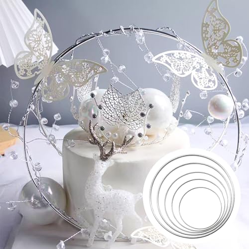 Image of 10 Pcs Dream Catcher Rings, Silver Metal Floral Hoops, Metal Rings for Crafts, 5 Sizes(2 /3 /4 /5 /6 Inch)