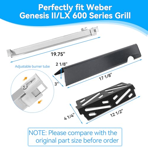Image of 23-Piece Grill Replacement Kit for Weber Genesis II 600 Series Parts | 11 flavorizer bars + 6 heat deflectors + 6 burner tubes. Fits Weber Genesis II E /S-610 /640 LX. Replaces 66034 /66796 /66687.