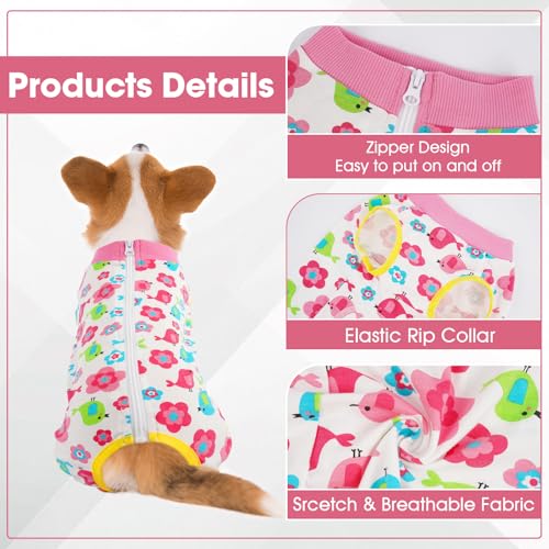 Image of BRKURLEG Small Dog Recovery Suit After Spay, Back Zipper Post Surgery Suit for Dogs & Cats, Abdominal Wound Protection, Soft Anti-Licking Puppy Surgical Onesie Pajamas, Cone Alternative, XXL