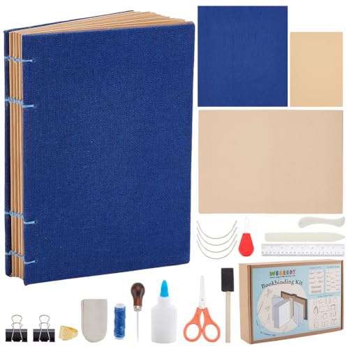 WEBEEDY DIY Coptic Stitch Bookbinding Kit Bookbinding Supplies Set for DIY Bookbinding Crafts and Sewing,61 Pcs Hardcover Journal Craft Kit for Beginners Birthday Gifts,4X6