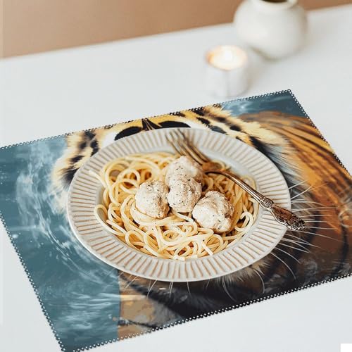 Lot de 6 sets de table haut de gamme imprimé tigre pour dîner
