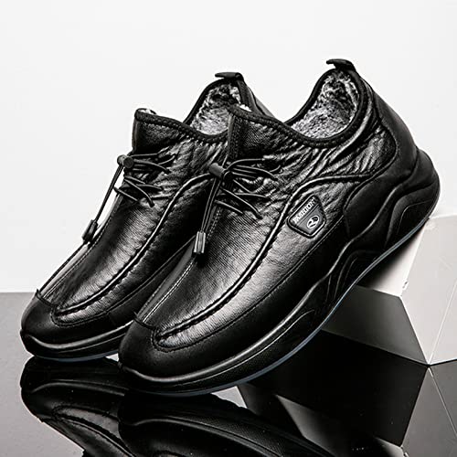 LAVAEGG Mens Shoes Outdoor Sneakers Lace Up Non Slip Running Shoes ?Elastic Lace-Up Leather Shoes2