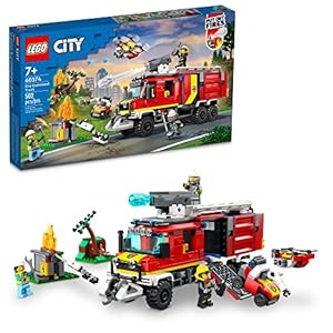 LEGO City Fire Command Truck Building Set – Fire Truck Toy with Land & Air Drones for Boys & Girls, Ages 7+ – Kids Pretend Play Toy with 3 Minifigures – Gift Ideas for Birthdays – 60374