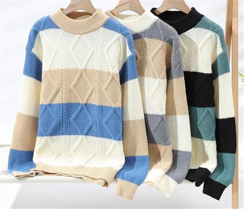 Men Stripe Pattern Autumn Winter Sweaters Autumn Winter Loose Knitwear Thick Warm Pullovers M-4XL3