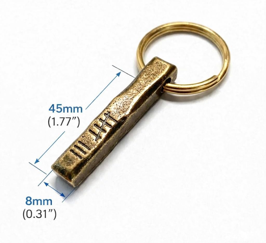 Bronze 8th Anniversary Keychain – Hand Hammered 45mm Bronze Pendant with Brass Key Ring