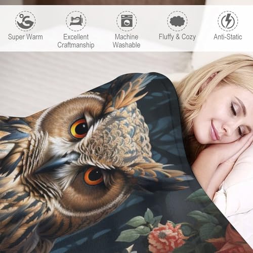 Manta de forro polar de búho suave, el regalo ideal para sofá y cama 5
