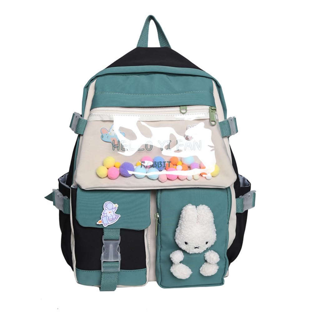 Plocyhko Cute backpack with Kawaii Clear Window Cute Accessories Large Capacity Backpack for women rucksack causal daypack