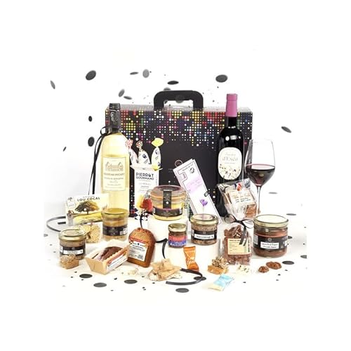 Cellier du Périgord Colis Grand Panier Gourmand Traditionel - Coffret Sud-Ouest avec foie gras entier, terrines et 2 vins (Côtes de Bergerac, Pays d'Oc)