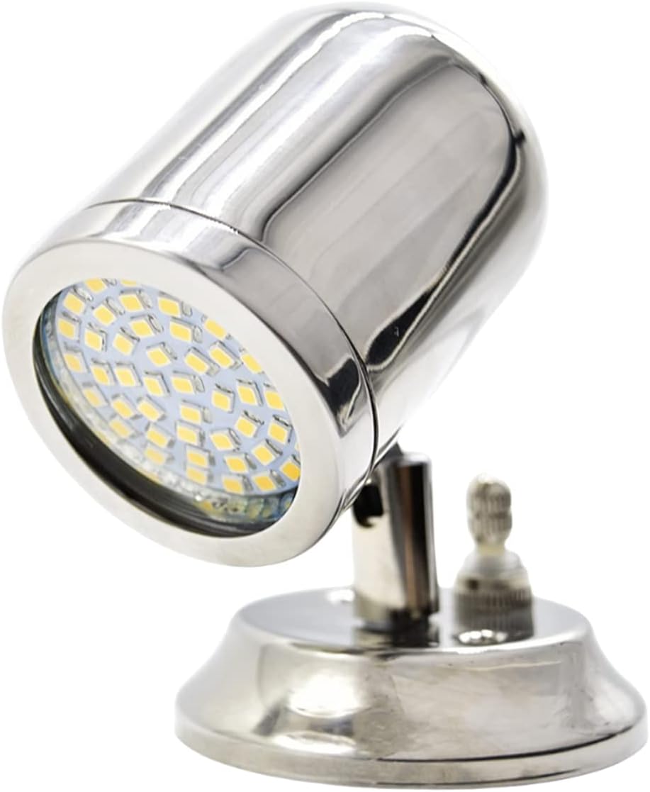 MARINE CITY Swivel Head Halogen Reading Light, 316 Stainless Steel, Adjustable, Shockproof, Multi-Directional, Ideal for Boats, RVs, Campers
