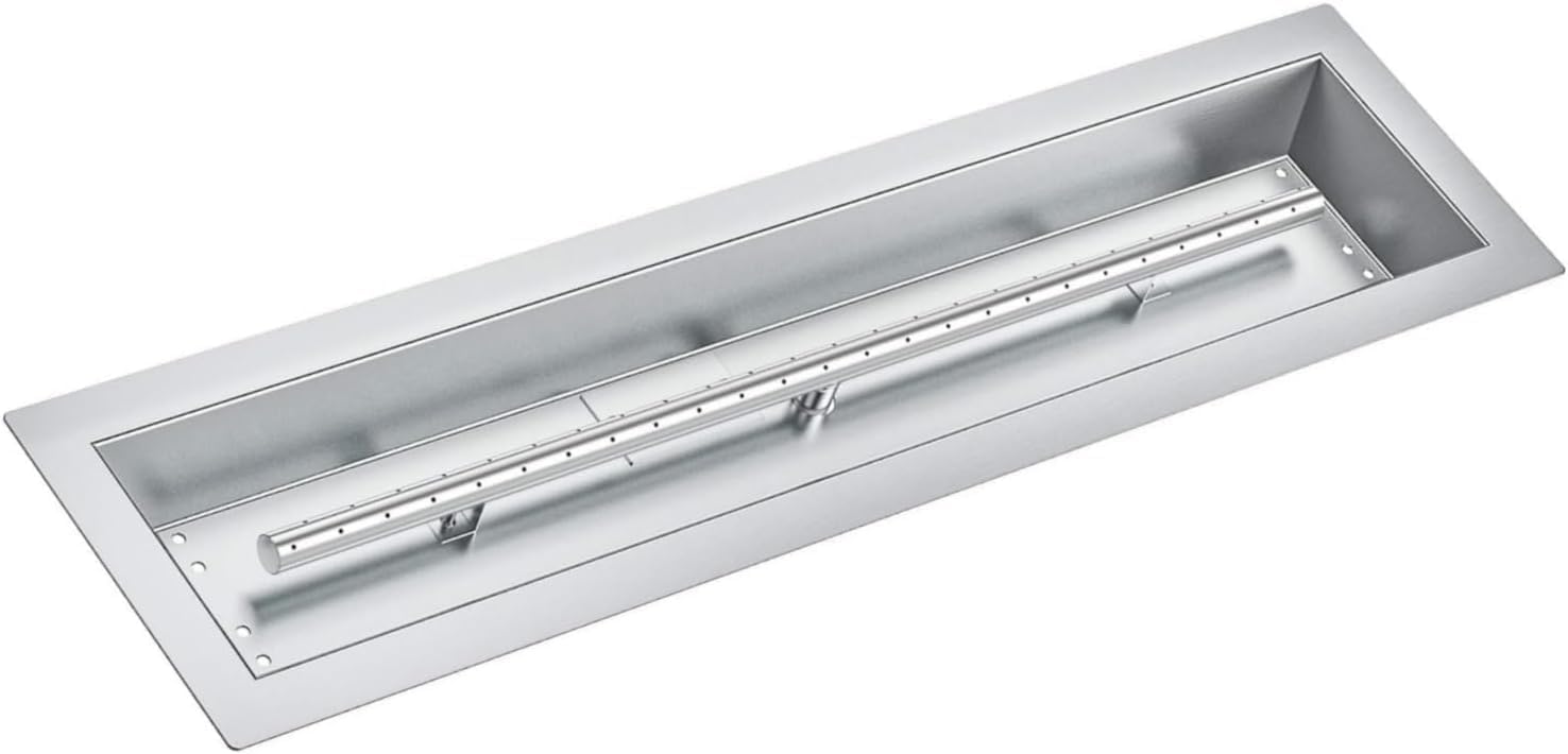 Insert brûleur rectangulaire 30x6 inox pour cheminée extérieure gaz