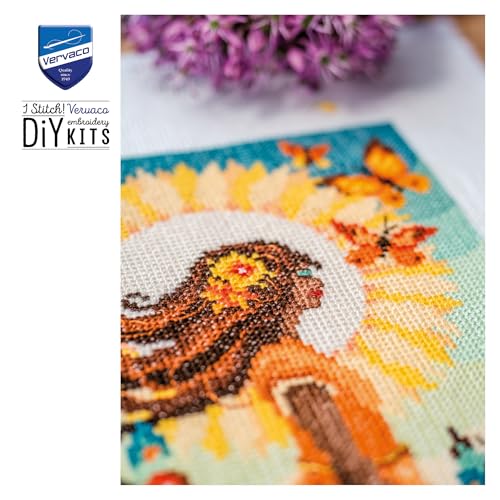 Point de croix compté Fille avec le Soleil broderie Vervaco 16x28 cm - 6