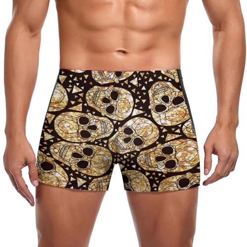 Boxer de bain homme crâne doré anti frottement maillot confort
