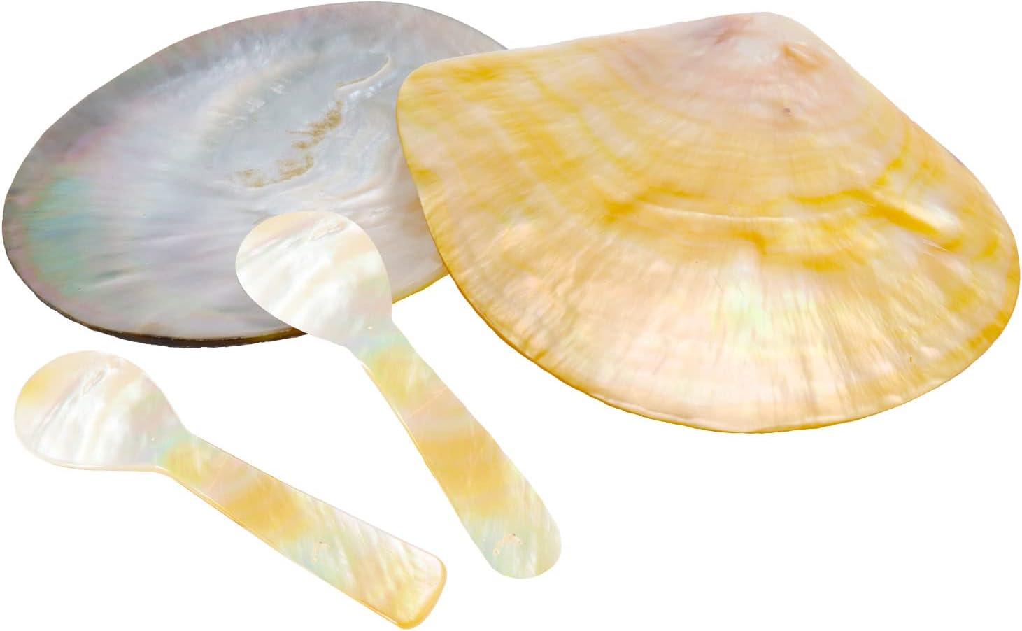 Wowagoga 4 PCS Handmade Caviar Server Set,Black/Gold Mother of Pearl Dish and 2 Pearl Spoon for Jewelry Christmas Gift