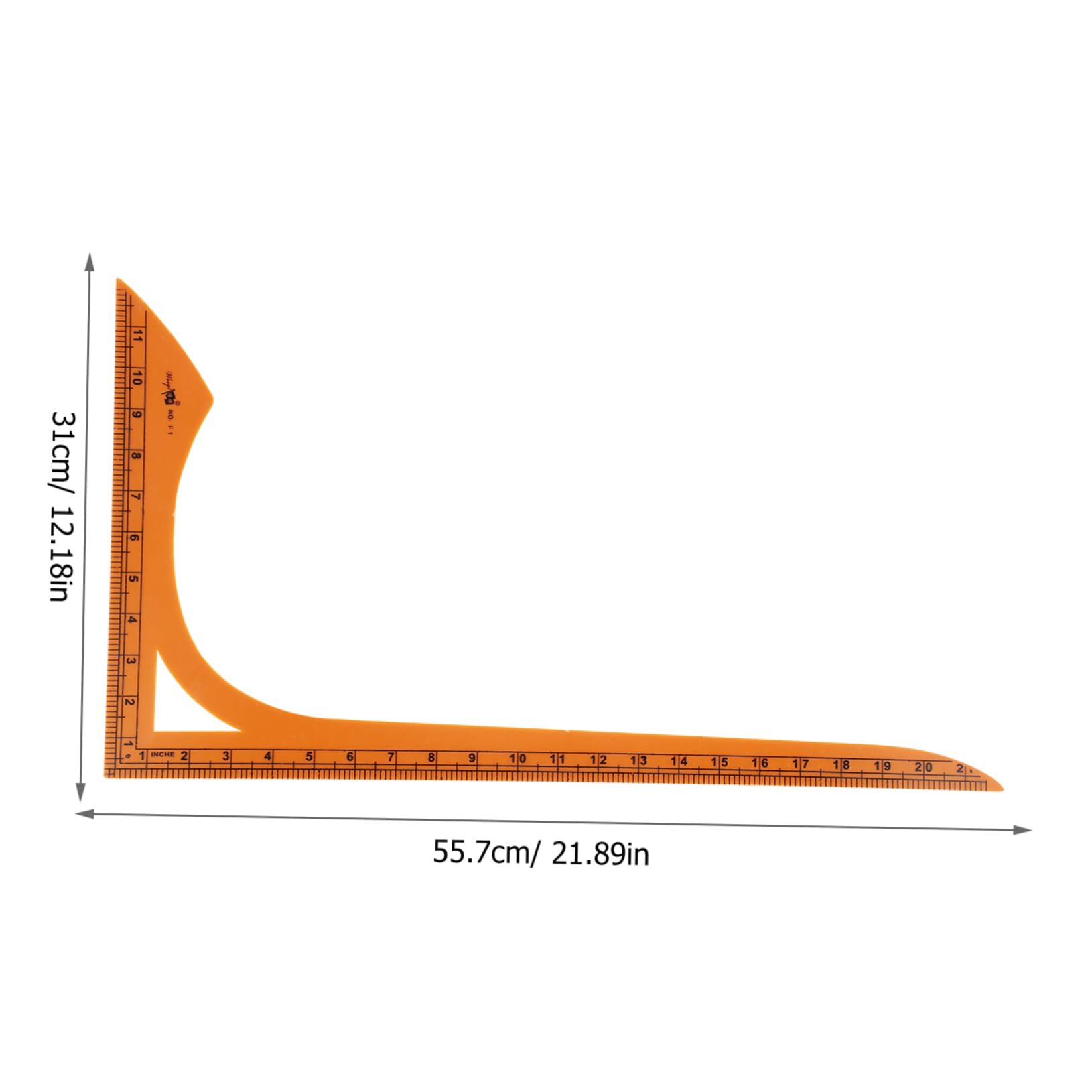 Regla de Costura en Forma de L Naranja de Plástico | Doble Escala, Superficie Lisa sin Rebabas, para Confección y Uso Personal o Profesional