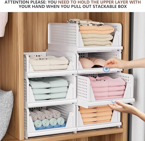 Contenitori pieghevoli per armadio, confezione da 4 scatole impilabili in plastica per camera da letto, cucina, bagno, ufficio, cestini organizer per cassetti