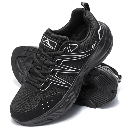 Image of Ablanczoom Mens Walking Shoes Comfortable Breathable Non Slip Lightweight Tennis Shoe for Casual Athletic Gym Workout All Black