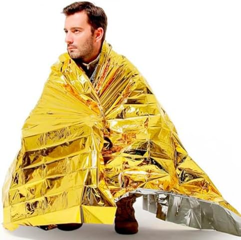 Manta Térmica de Emergência, Cobertor de Sobrevivência para Campi...