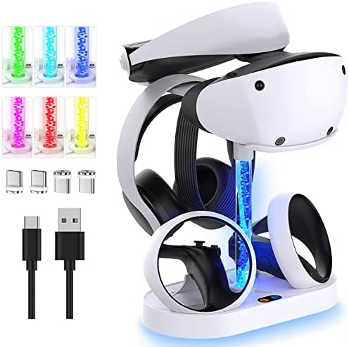 Base de carregamento PS VR2 com luzes RGB,suporte de fone de ouvi...