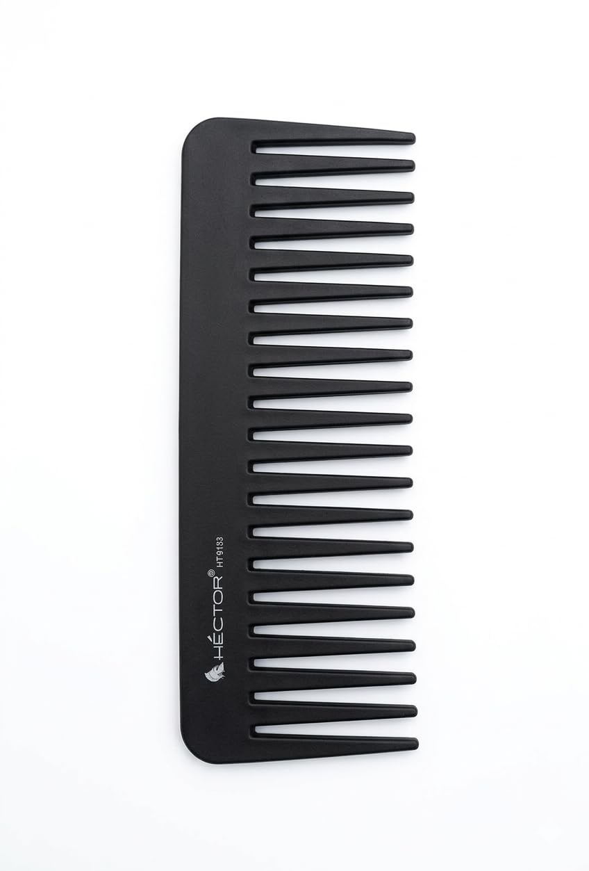 HÉCTOR Professional Wide-Tooth Carbon Comb (Pack of 2) – Anti-Static & Heat Resistant (up to 230°C) – Detangling Hair Comb for Curly, Thick, and Frizz-Free Styling – Lightweight & Durable Salon Grade Tool-image-6