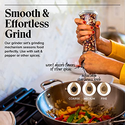 Willow & Everett Salt And Pepper Grinder Set - Stainless Steel Refillable Salt & Peppercorn Shakers #TOP3