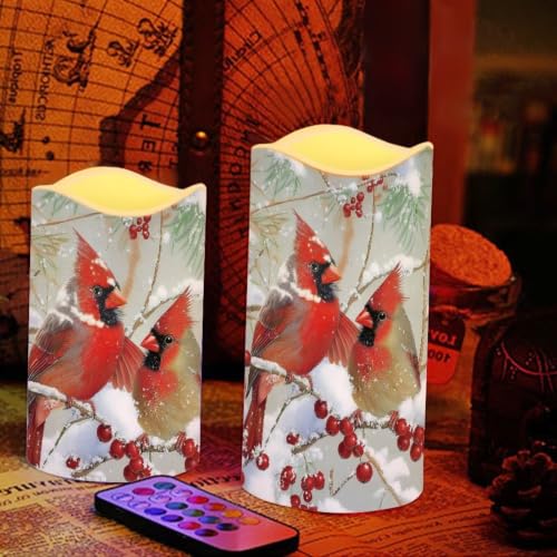 Image of Cardinal Flameless LED Candles Set of 4 | Flameless Candles with Remote Flickering LED Candles with Timer for Holiday Patio Celebration Accents