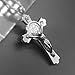 Maomtmy St Benedict Crucifix Necklace Saint Benedict Medal Cross Bless Safety Religion Pendant Gift for Family, Parent, Friend, Men, Women (Silver)
