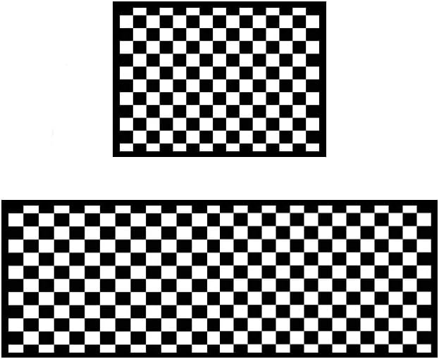 2 Piece Carpet Rubber Backing Non-Slip Kitchen Mat Doormat Area Rugs (17"x23"+17"x47", Black Mosaic)