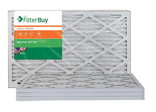 AFB Bronze MERV 6 17x25x1 Pleated AC Furnace Air Filter. Pack of 4 Filters. 100% produced in the USA.