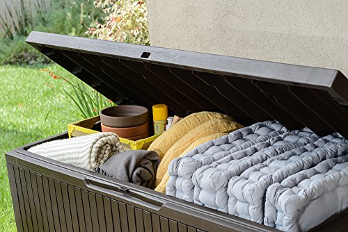 Keter Springwood 80 Gallon Resin Outdoor Storage Box For Patio Furniture Cushions, Pool Toys, And Garden Tools With Handles #TOP3