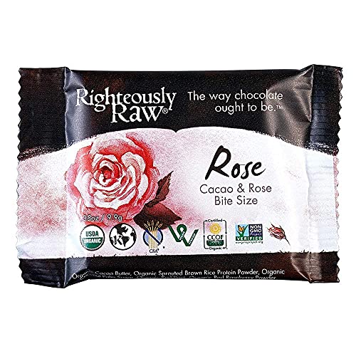 Righteously Raw Dark Chocolate Rose Bites! Pure, Vegan, Kosher, Gluten-Free, Non-Gmo, Dairy, Soy Free & No Refined Sugars Dark Chocolate, With 32 Bites In Each Set! #TOP1