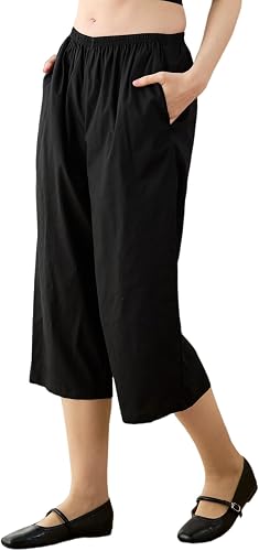 Women Short Cotton Half Slip Pettipants for Under Dress with Pockets Victorian Pajama Pants