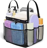 SmartTrends Large Mesh Shower Caddy Portable with Drawstring, 1 Main Compartment+ 7 Pockets, College Dorm Room Essentials for Girls, Shower Organizer Hanging Bag for Beach, Swim, Gym, Travel(Black)