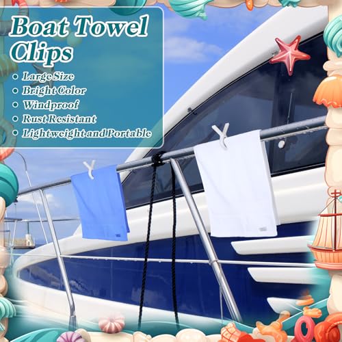 Hushee 8 Pack Marine Boat Rail Towel Clips Storm Proof Large Clips Pontoon Boat Towel Organizer Accessories Multi-Purpose Outdoor Laundry Clips for Beach Pontoon Boat Fishing Cruise Travel