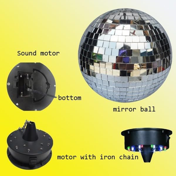Bola espejada para colgar de 8 pulgadas con motor y luces miniatura 2